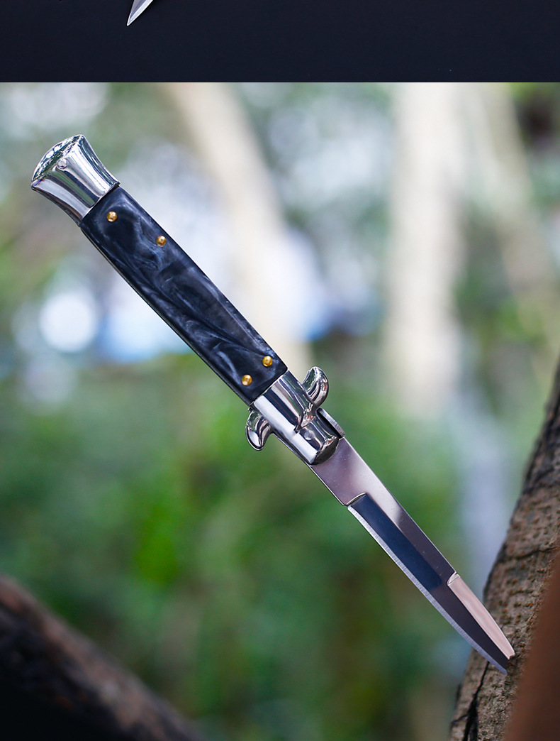 黑手党折叠刀 意大利黑手党便携户外防身高硬度小刀野外求生折刀野营