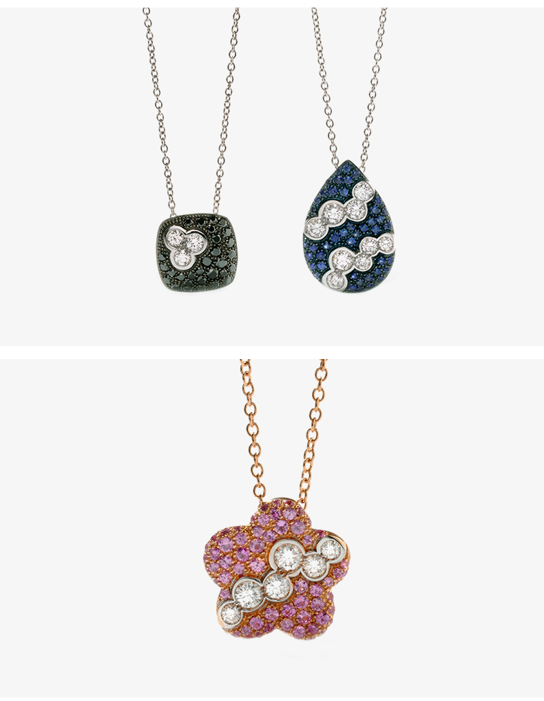 卓法利珠宝cloud云钻石吊坠 18k玫瑰金项链 锁骨链 珐琅彩 cloud-花朵