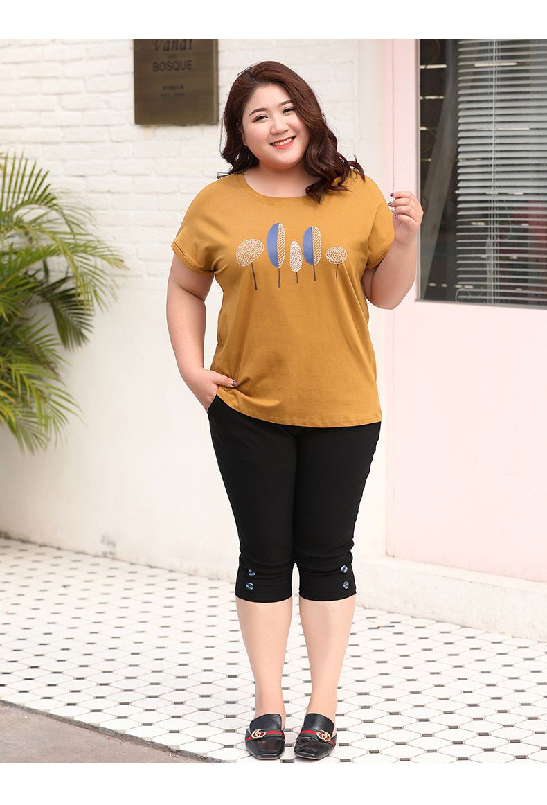 胖女人短袖胖人遮肉丅恤女短袖2021新款女装180斤胖mm宽松显瘦半袖