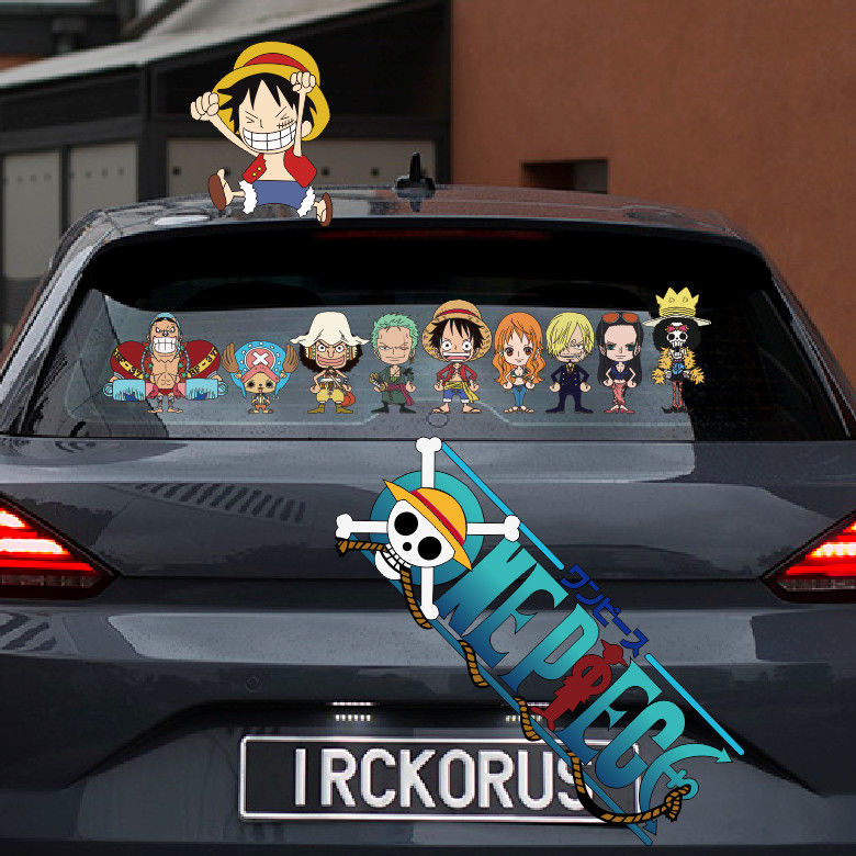 海贼王车贴汽车贴纸创意路飞遮挡划痕电动车车贴卡通车身贴纸路飞7小