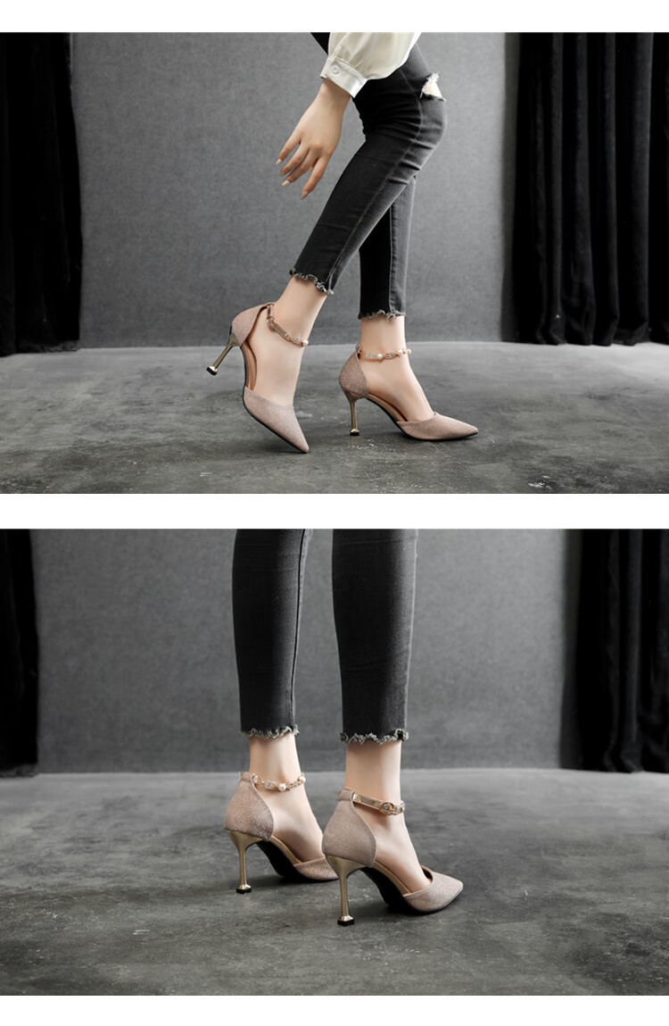 胖脚宽脚女鞋大码4143加宽加肥香槟色高跟鞋女大脚骨单鞋伴娘鞋香槟色