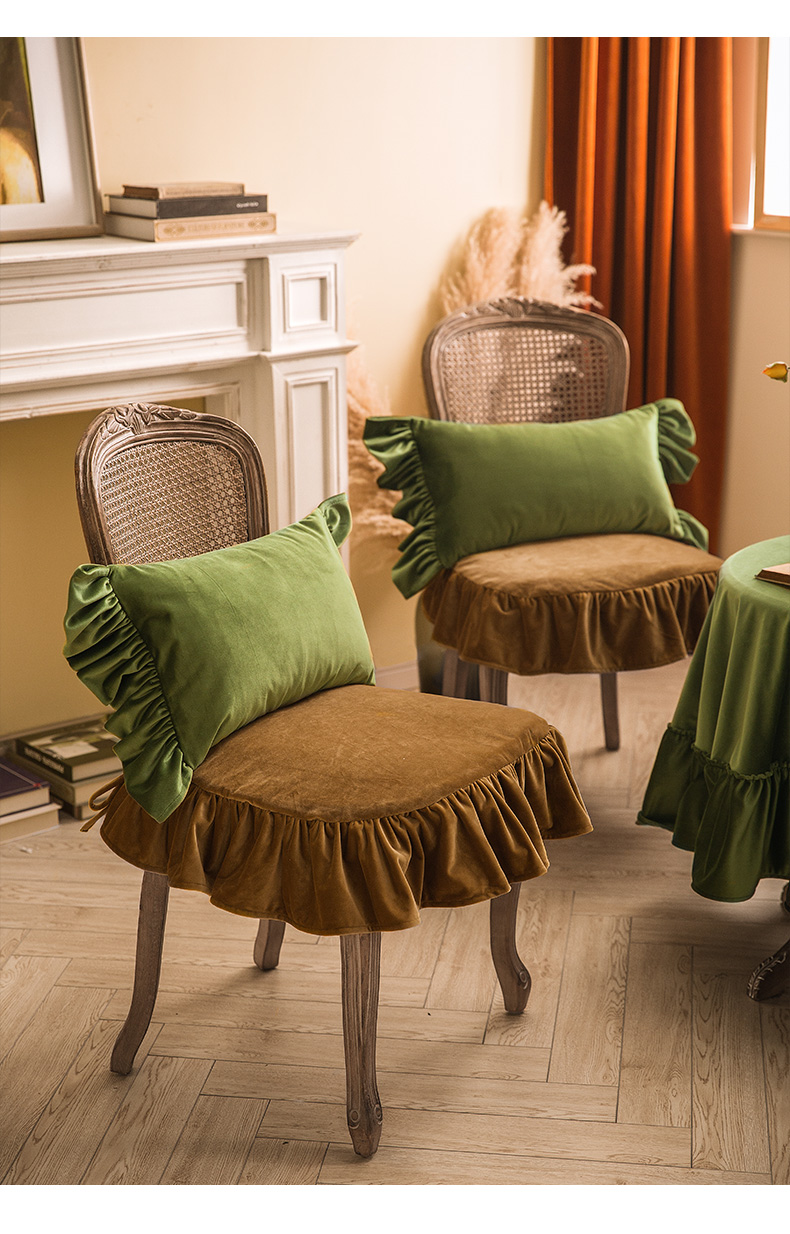 魅纺罗马丝绒坐垫椅垫北欧法式纯色秋季餐桌椅套座椅凳子垫子 b/金