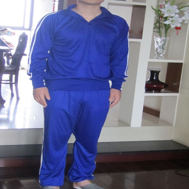 军陆蓝白条学生男女军训运动服装蓝色线裤两杠老式运裤蓝线裤民兵作训