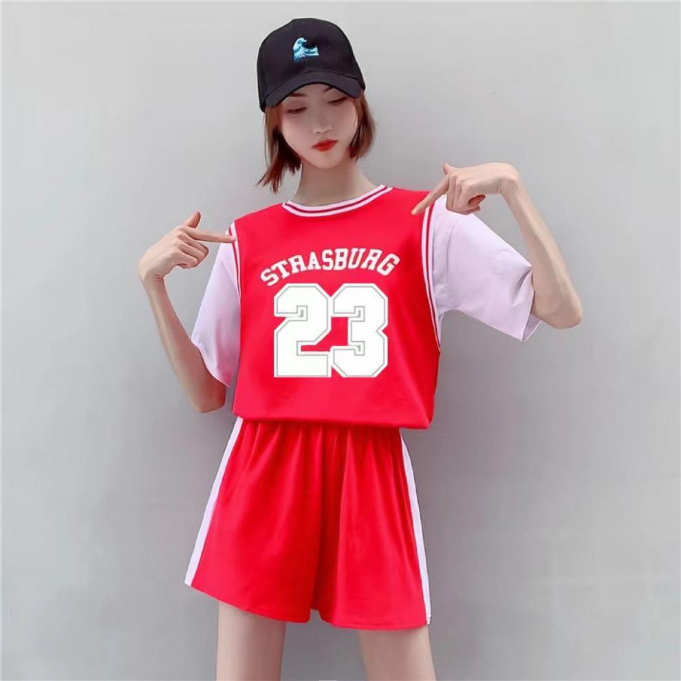 支持国货李·宁运动套装篮球服女套装夏季假两件短袖女生篮球衣运动