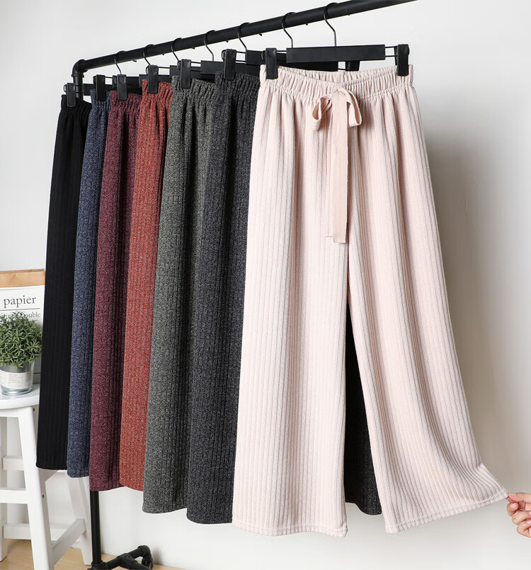 新款学生韩版高腰垂坠感九分黑色休闲直筒长裤子 浅黄色 s码(75-90斤)