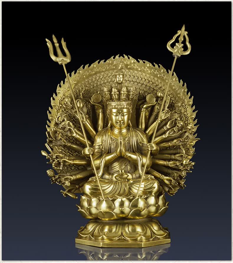 商务送礼纯铜千手观音摆件观音佛像装饰品摆件铜观音饰品摆件观音像