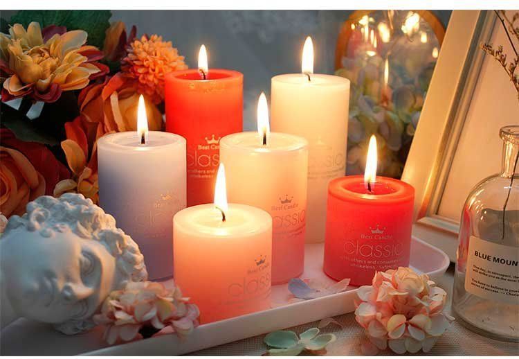 无烟欧式精油spa圆柱烛光晚餐家用情侣薰衣草植物香味浪漫烛光蜡烛