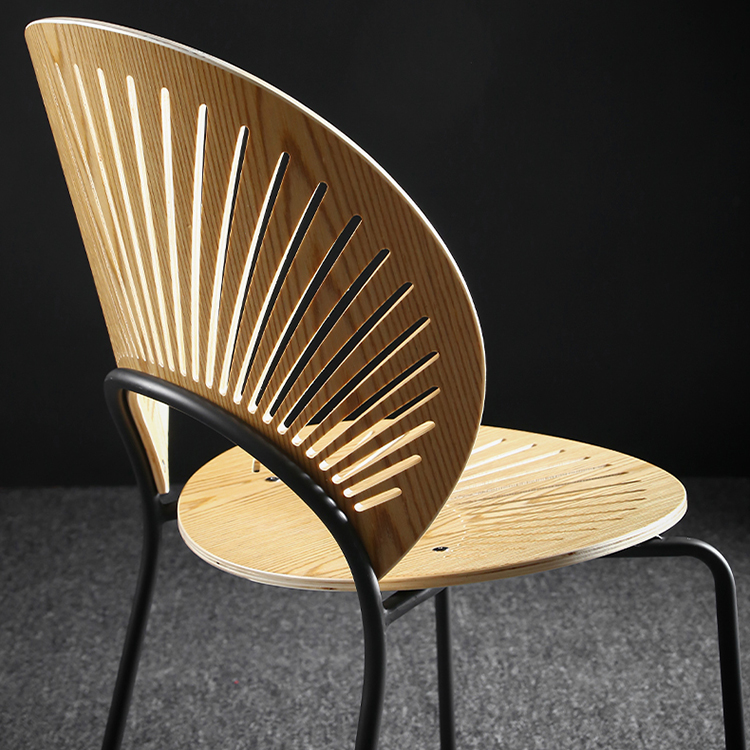 鑫隆康丹麦贝壳椅复古家用铁艺椅子现代实木靠背创意简约餐椅北欧设计