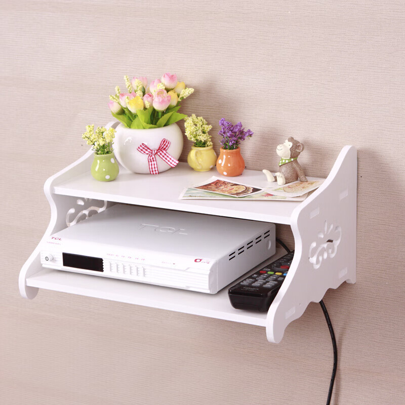电视机顶盒置物架墙上免打孔客厅路由器收纳盒电视墙壁装饰挂简约现代