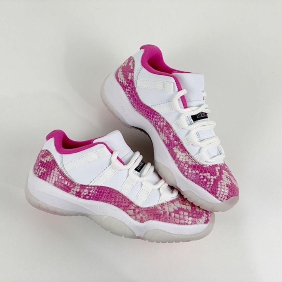 【正确版】公司级1/1 新款 乔 11 11 low 粉蛇 爆裂纹 女神粉 ah7860