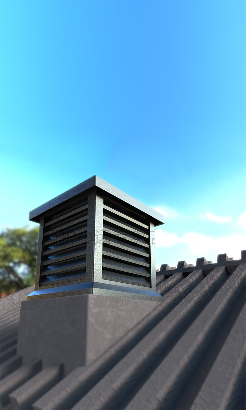 定制铝合金别墅屋顶烟囱帽方形排烟通气帽防雨百叶别墅防雨帽 【方形