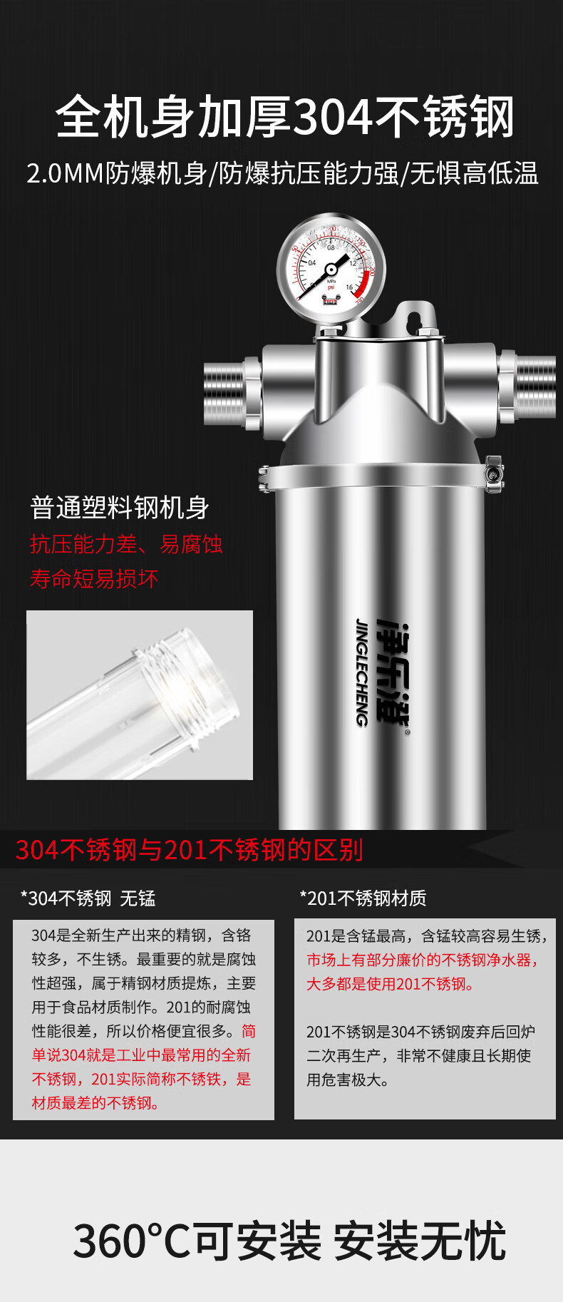 德国金德前置过滤器152寸dn50管口径大型商用酒店工业不锈钢前置过滤