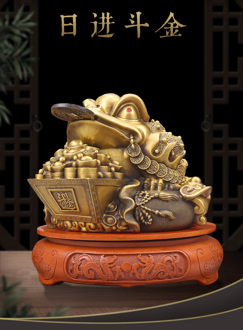 纯铜三足金蟾摆件蟾蜍聚宝盆大号客厅办公室店铺开业礼品日进斗金a款