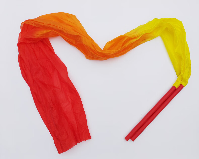 带棒彩绸舞蹈彩带广场舞长绸成人儿童跳舞大红飘带运动会道具甩绸 黄