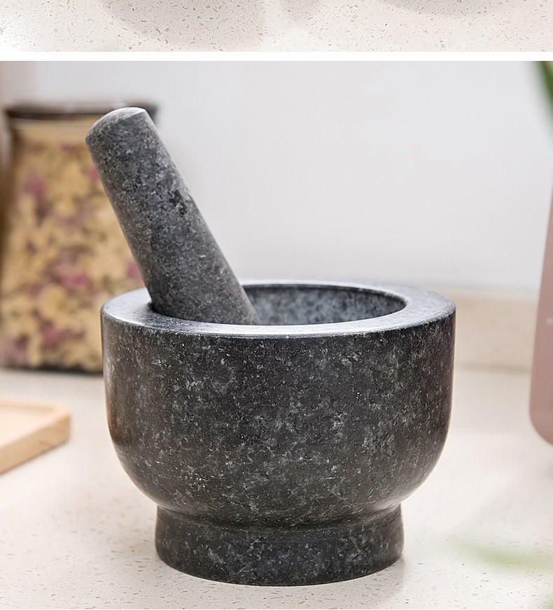 器手动捣蒜器家用花岗岩压蒜泥蒜蓉老式蒜臼子擂钵捣药罐花岗岩星耀黑