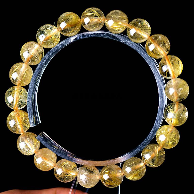 泽莱雅 金发晶手串一物一图发金丝钛晶顺发黄水晶手链七夕节礼物 生日