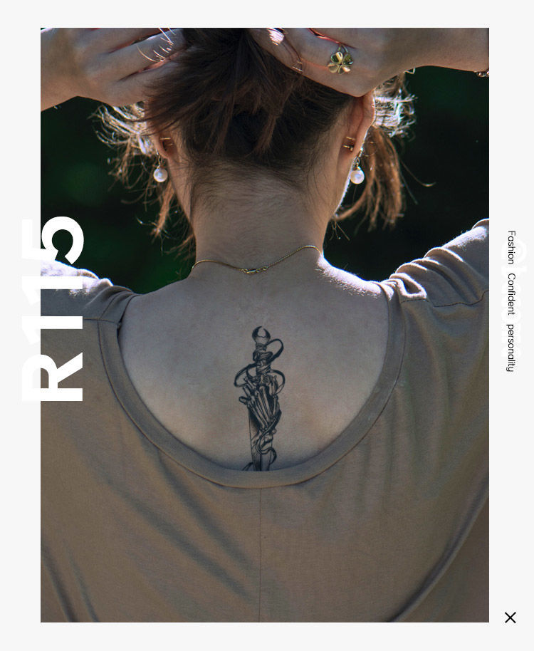 纹身贴洗不掉纹身贴花臂灵魂之刃鬼刀草本果汁纹身贴逼真刺青色半不