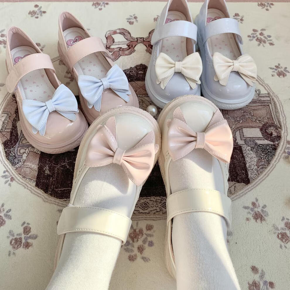 lolita奶芙芙原创lolita鞋子少女可爱日系圆头百搭jk小皮鞋平底lo鞋