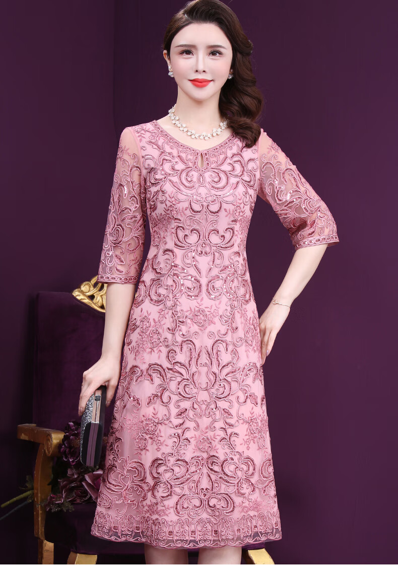 婚礼妈妈装高档礼服夏季女儿结婚出嫁婚宴妈妈服连衣裙夏年轻款气质喜