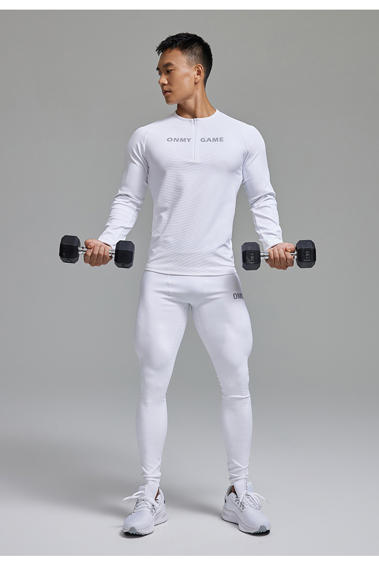 omg潮牌锦纶高弹力专业运动健身训练紧身裤男士速干瑜伽压缩裤灰色xxl