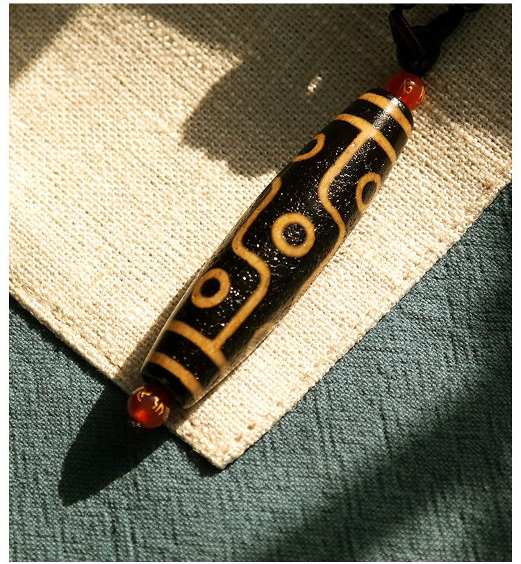 真品九眼项链藏式大能同款老玛瑙李连杰吊坠情侣 九眼老料天珠【图片