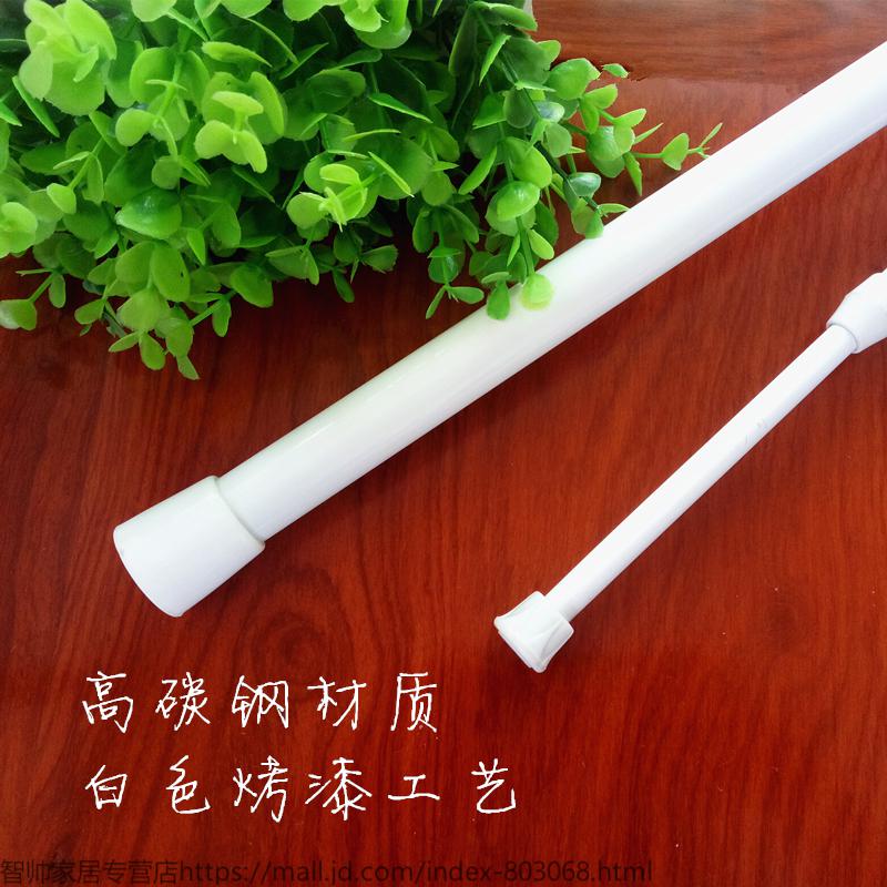 简易白烤漆弹簧弹力伸缩杆窗帘杆浴帘拉杆免打孔门帘半帘配件简单