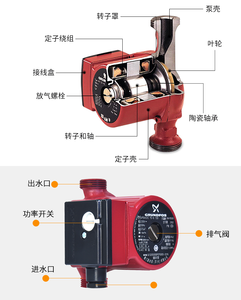 水泵家用热水空调地暖暖气锅炉回水增压循环泵upb156原装单泵