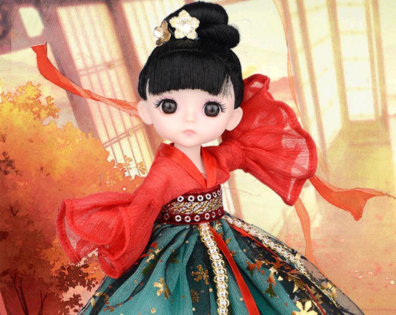 17厘米古代古装古风中国风汉服八分13关节芭比洋娃娃套装礼盒玩具 倾