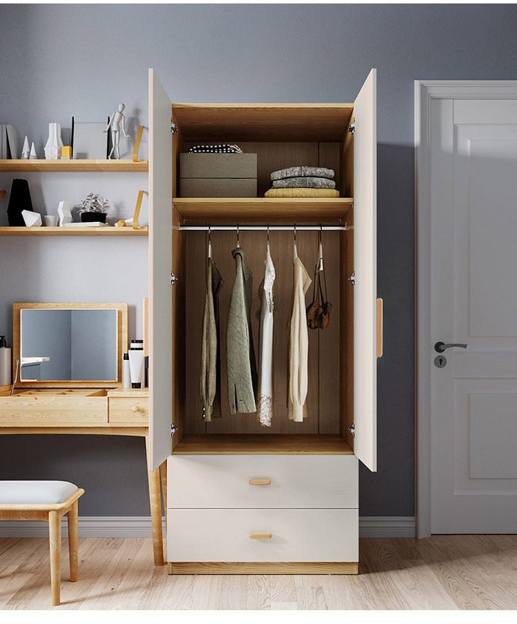 卧室衣柜主卧小衣柜单人家用卧室主卧双开门衣柜现代简约开门储物柜子