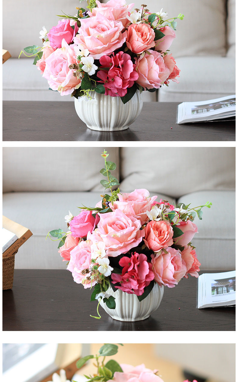 现货直发仿真花艺套装家居餐桌桌面轻奢摆件摆设假花装饰花绢花客厅