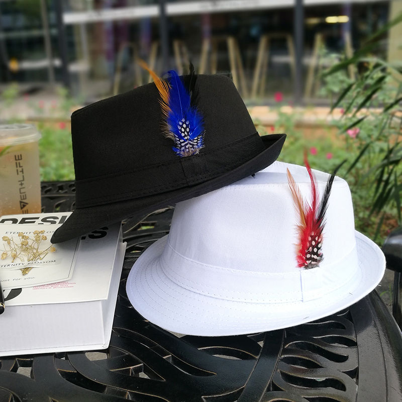 lucaly男绅士英伦风格帽子羽毛绅士礼帽男女时尚造型文艺舞蹈表演可