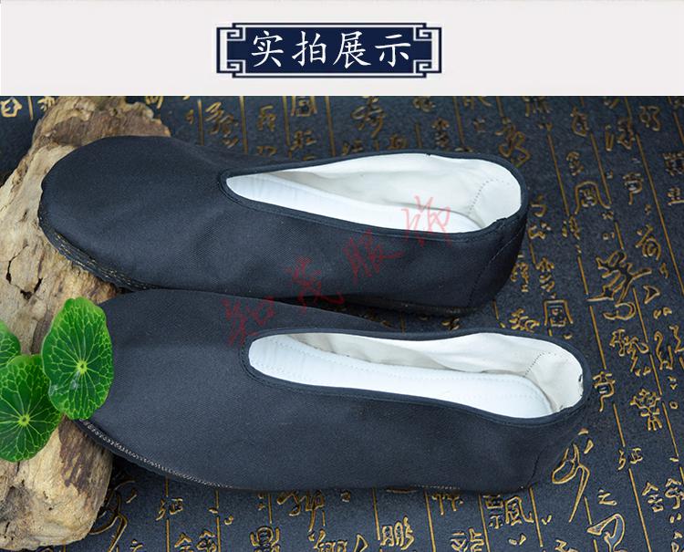 品牌道士鞋男手工轮胎底十方鞋道家圆口练功布鞋女修行武当太极鞋黑色