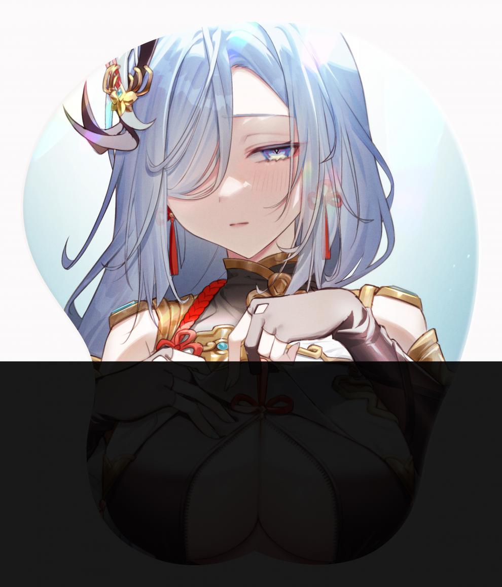 2022新款定制原神游戏美女刻晴甘雨霄宫胸部电脑3d鼠标垫护腕硅胶手腕