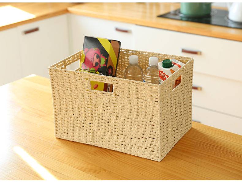 藤编零食框桌面杂物零食收纳框柜子收纳筐篮子家用编织储物收纳盒玩具