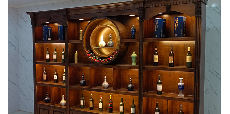 定制实木烟酒柜酒窖酒行商用陈列柜酒庄白酒中式红酒专卖店展示柜