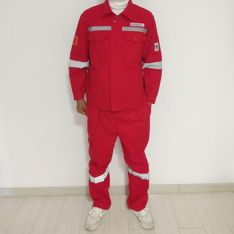 中海油安全员工作服 套装男红色秋冬装博迈科电焊工防烫阻燃带反光条