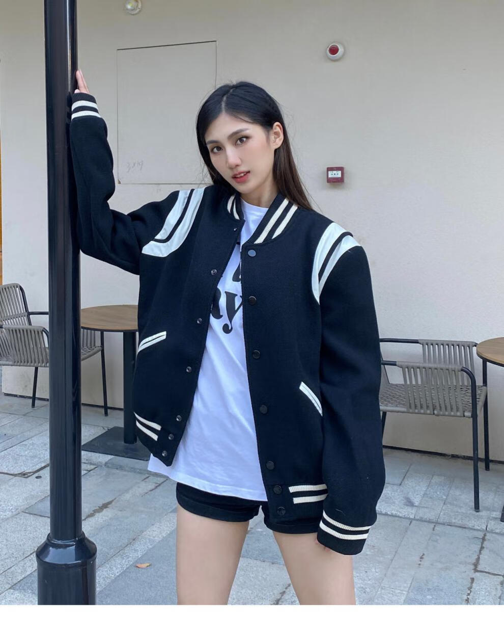 slp风拼接皮革teddy羊毛棒球服外套男女同款夹克 灰色 46【图片 价格