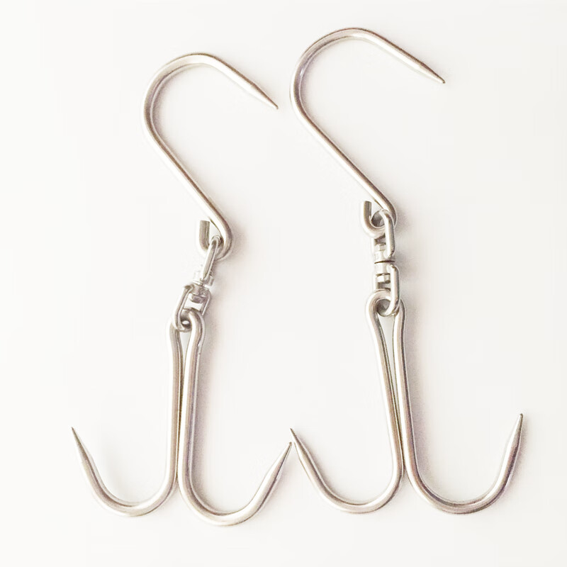新304不锈钢猪肉钩子挂肉勾吊羊牛肉屠宰用双勾超市肉联厂 双钩10毫米