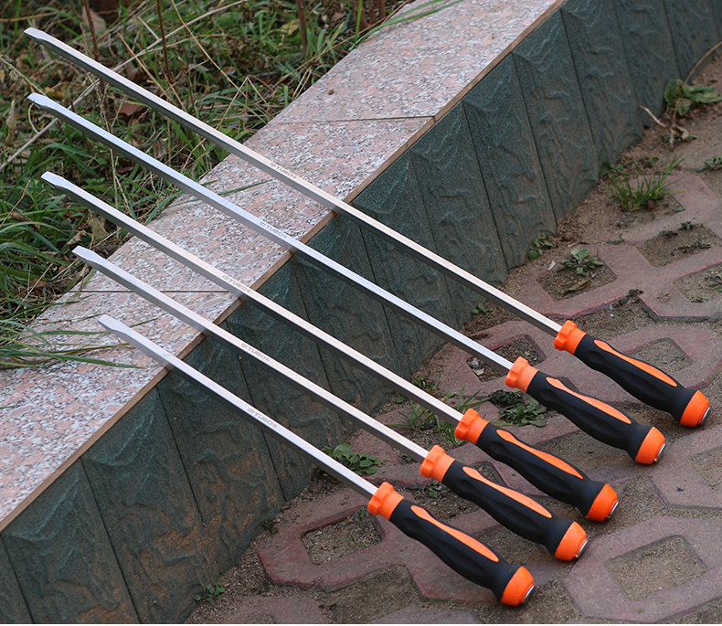 加粗加长杆超长一字穿心可敲击冲击撬棍扁头平口长柄特大号螺丝刀 24