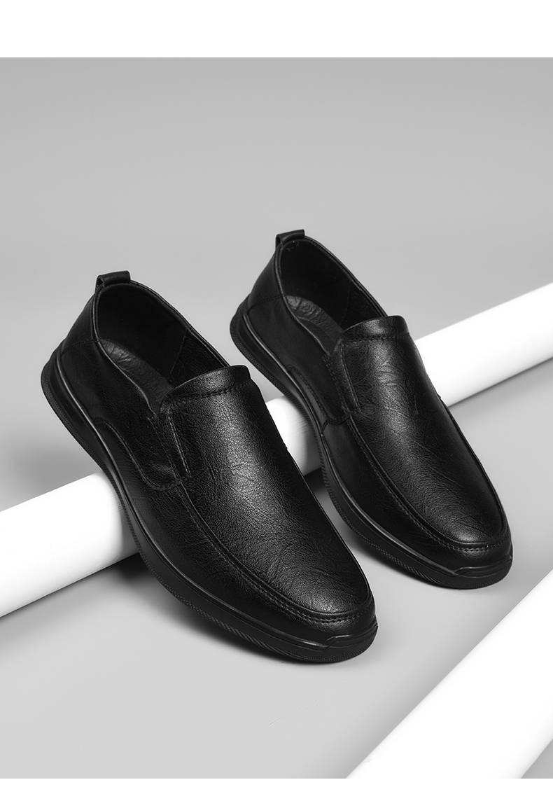 公牛世家休闲皮鞋男士春季商务套脚舒适头层牛皮中老年软底软皮爸爸鞋