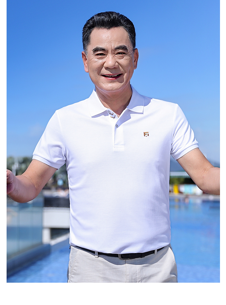 老爷车短袖t恤男中老年人含棉爸爸polo汗衫夏季新款体恤中年男士半袖