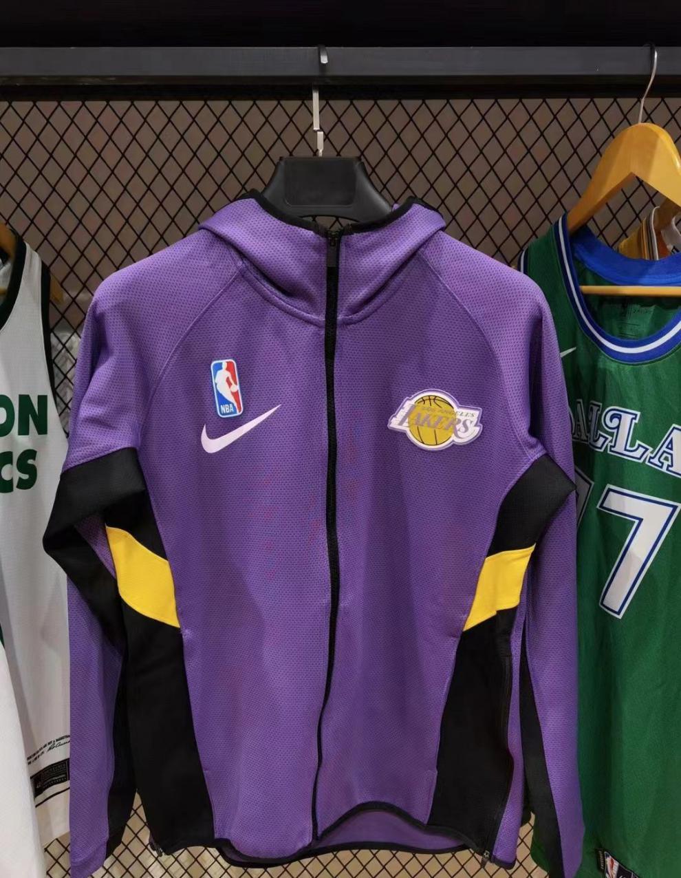 耐克同款nba湖人勇士火箭篮网春秋款出场服篮球热服外套训练卫衣半