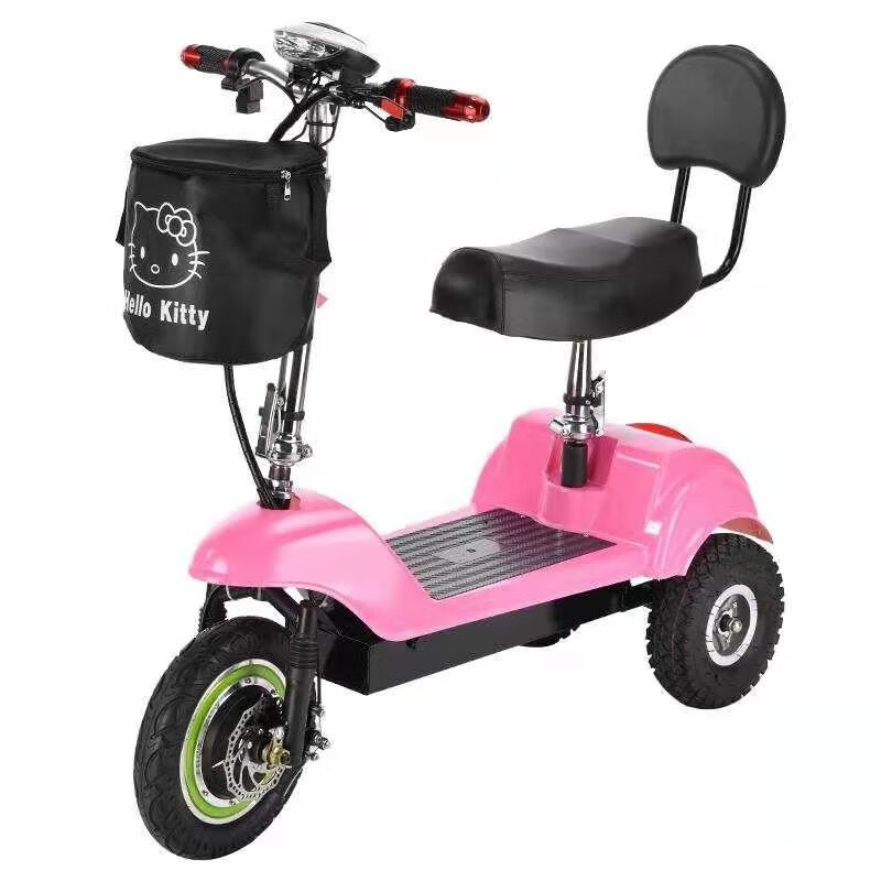 迷你电动三轮车女士折叠电动车便捷成人小型电瓶车电动三轮代步车标配