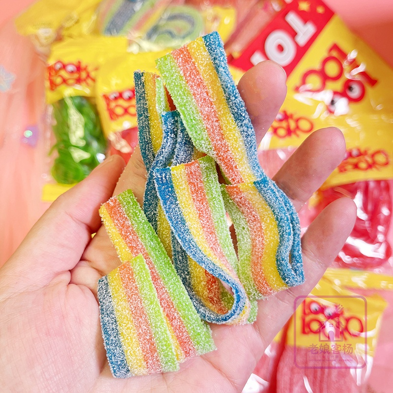 荷兰loo·kolook 彩虹条 酸爽水果卷酸粉糖酸甜味软糖 酸爽彩虹条200g