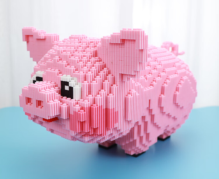 乐高lego钻石拼插小颗粒拼装兼容微型玩具猪年生肖猪可爱摆件恐龙