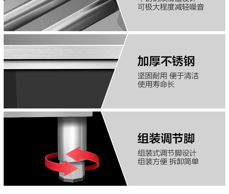 亿三威 不锈钢拉门工作台厨房操作打荷台面案板专用切菜桌子家商用储物柜 加厚组装款长80宽40高80cm单通