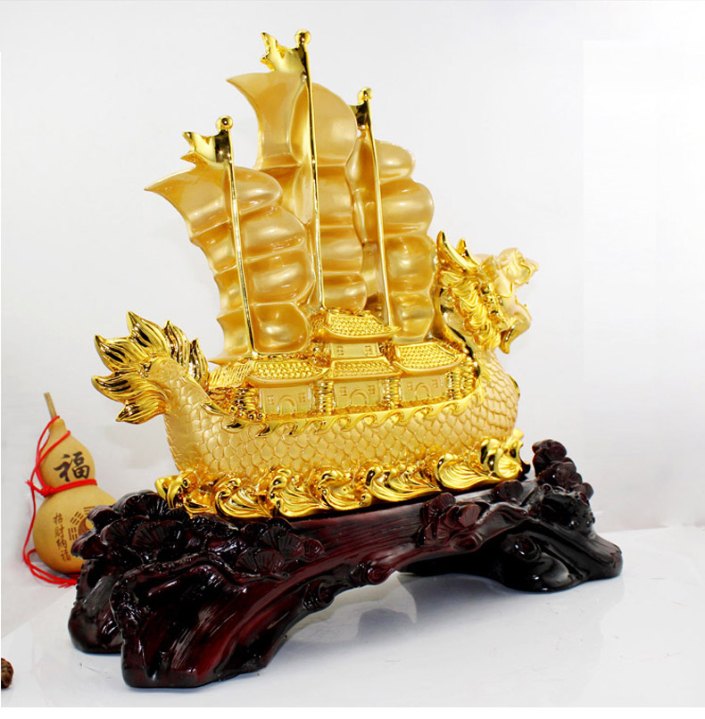 金银宝(jinyinbao)沙金一帆风顺帆船摆件大号定制老板办公室桌面工艺