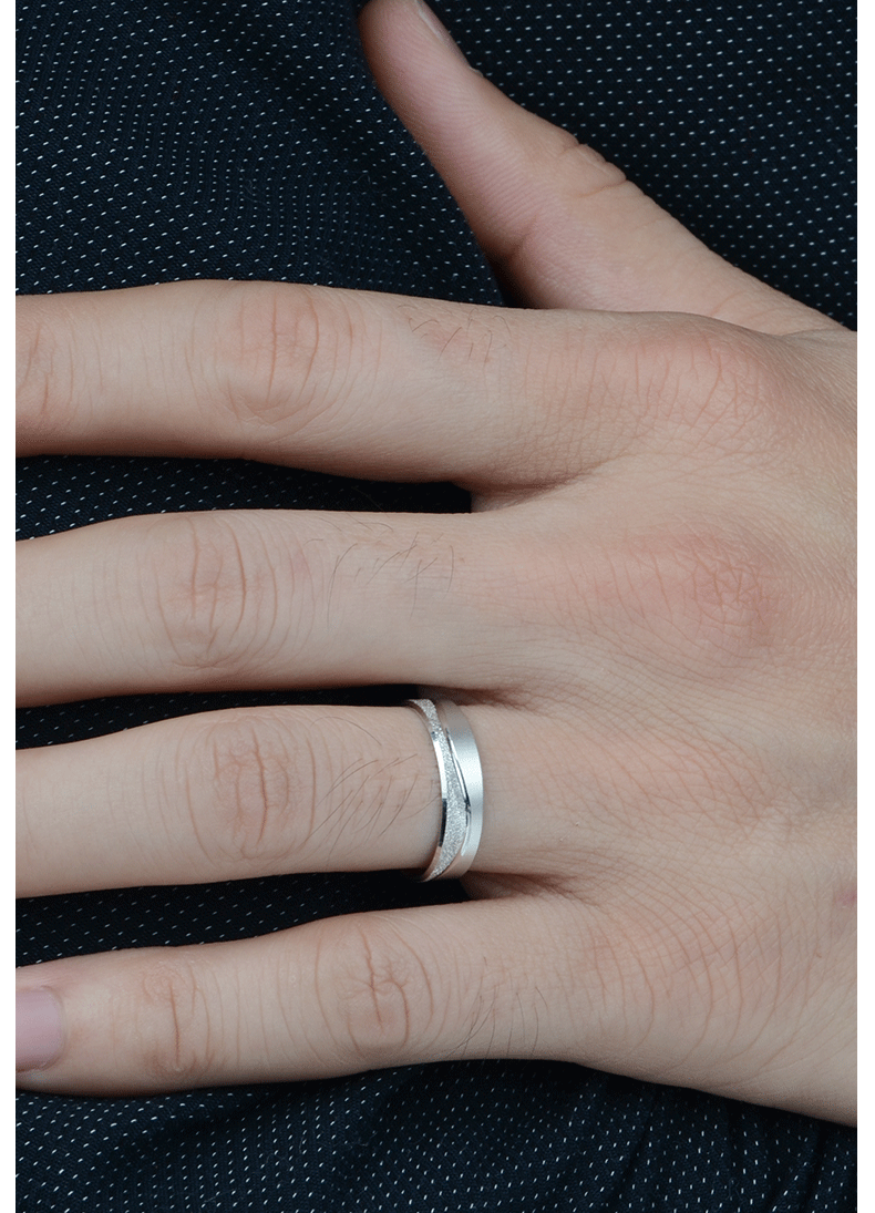 钧弘白金戒指男pt950铂金指环时尚宽面条戒素圈男单戒个性戒子情人节