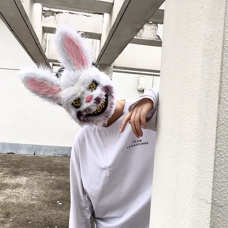 现货直发腥兔血腥兔子面具男女社会jk恶魔兔子般若万圣节恐怖cos头套