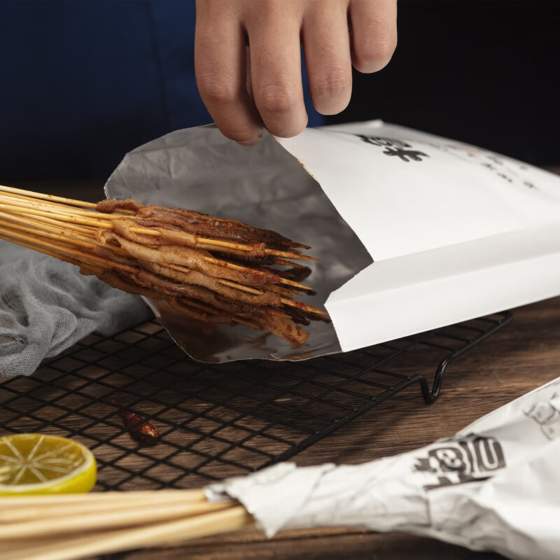 烧烤外卖打包袋锡纸袋 一次性锡纸烧烤串袋外卖防油保温包装打包袋锡